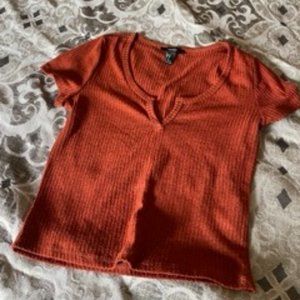 Burnt Orange Ribbed Crop Top